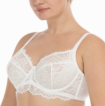 HSIA Women Minimizer Unlined Underwire Bra Full Coverage plus Size Full Figure Unpadded Bras Eyelash Lace Bras