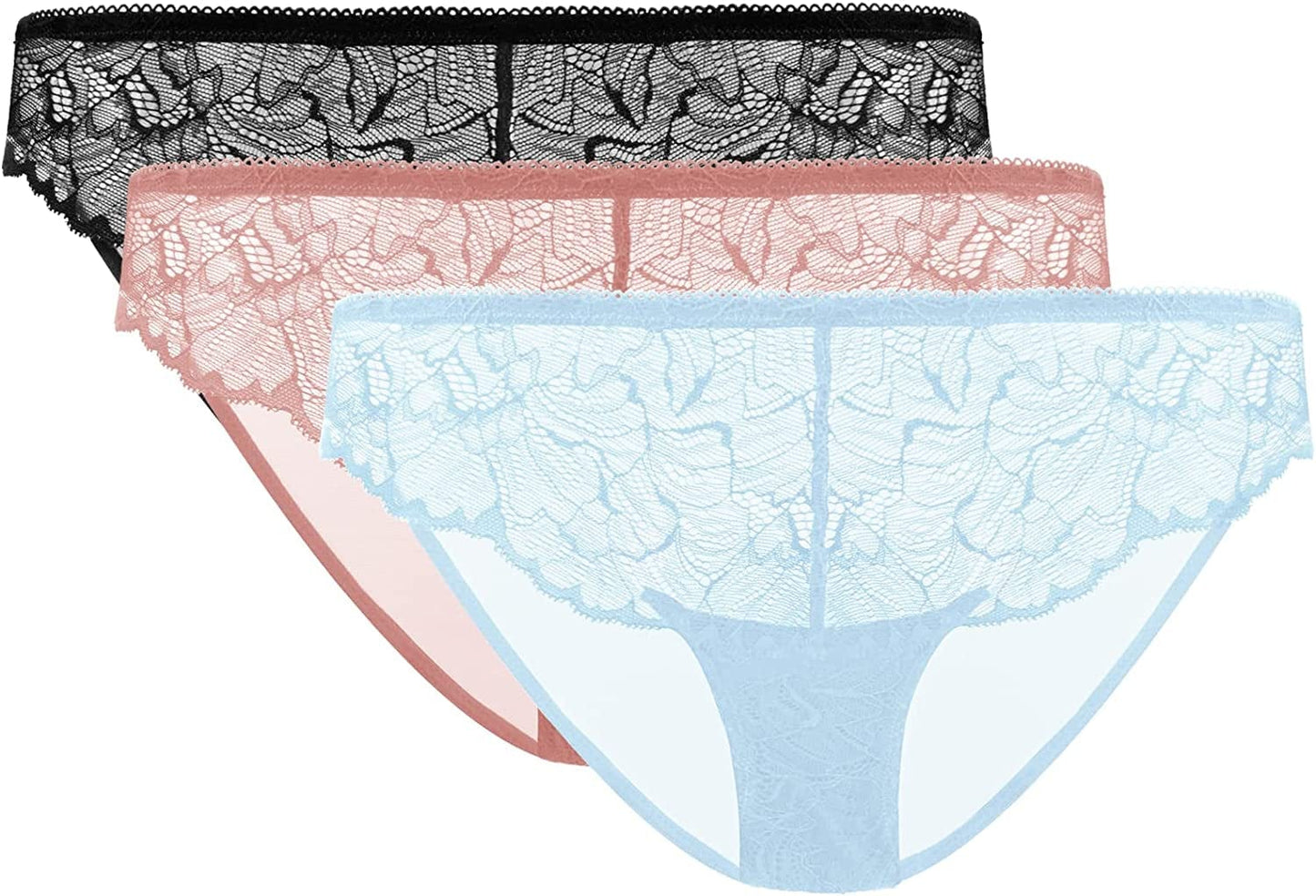 HSIA Women'S Minimizer Bra Unlined Underwire Full Figure Lace Bra plus Size Full Coverage Unpadded Bra Panties(black/Storm Blue/Light Coral) / Small