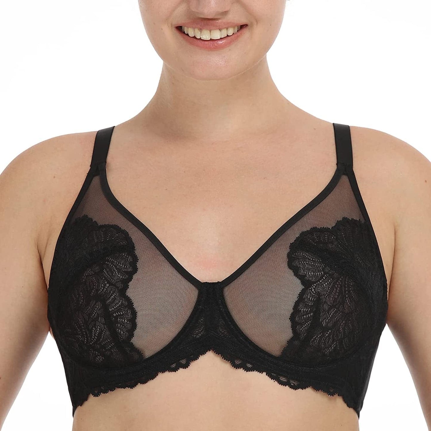 HSIA Women'S Minimizer Bra Unlined Underwire Full Figure Lace Bra plus Size Full Coverage Unpadded Bra Black / 40I