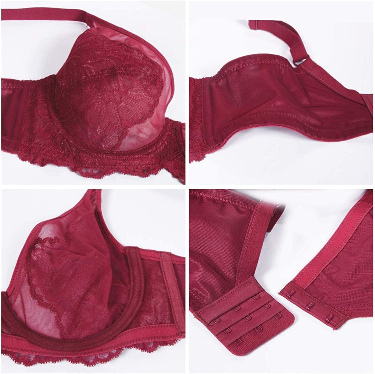 HSIA Women'S Minimizer Bra Unlined Underwire Full Figure Lace Bra plus Size Full Coverage Unpadded Bra