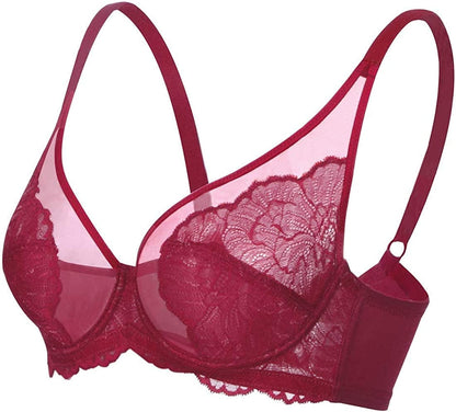 HSIA Women'S Minimizer Bra Unlined Underwire Full Figure Lace Bra plus Size Full Coverage Unpadded Bra