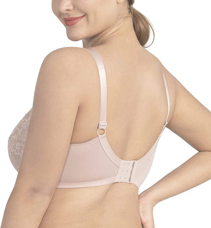 HSIA Women'S Underwire Bra Minimizer Lace Floral Bra Unlined Unpadded plus Size Full Coverage Bra