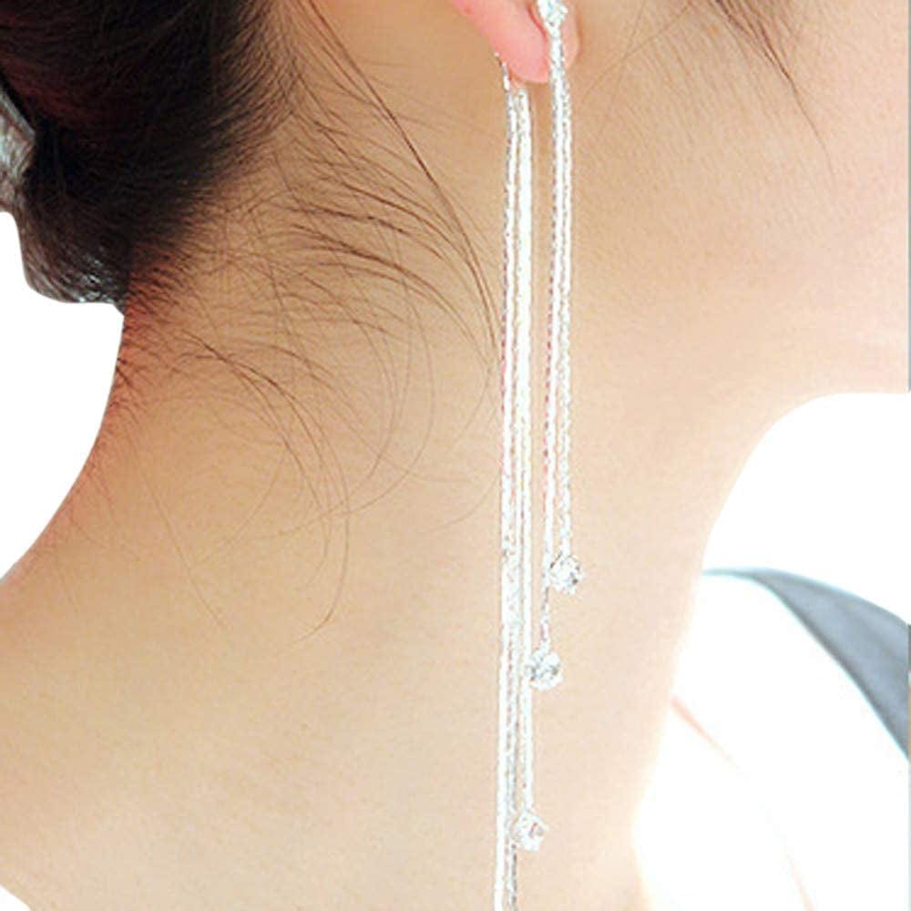Hummingbird Threader Earrings Rhinestone Chain Tassel Earring Lady Earchain Jewelry Fashionable Earrings Dangling Women Girls Christmas Birthday Gifts Q31 / One Size