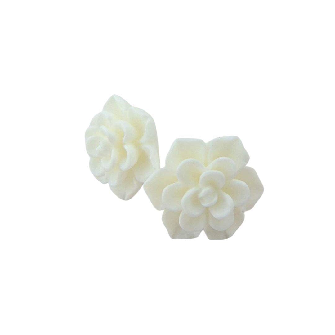 Hypoallergenic Succulent Earrings on Plastic Posts, 13Mm (Matte Aqua Blue) Matte White