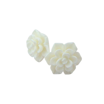 Hypoallergenic Succulent Earrings on Plastic Posts, 13Mm (Matte Aqua Blue) Matte White