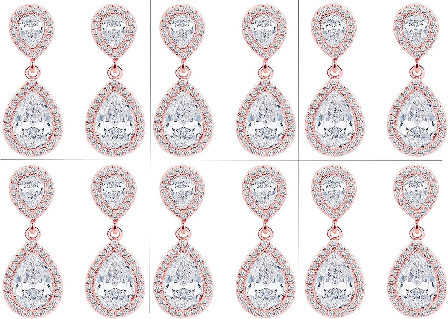 I Can'T Say"I Do" without You | 1 4 6 8 Sets Bridesmaid Jewelry Sets for Women Girls 14K Gold or Rose Gold Plated Teardrop Dangle Earring for Wedding Gifts SIX PAIRS ROSE GOLD