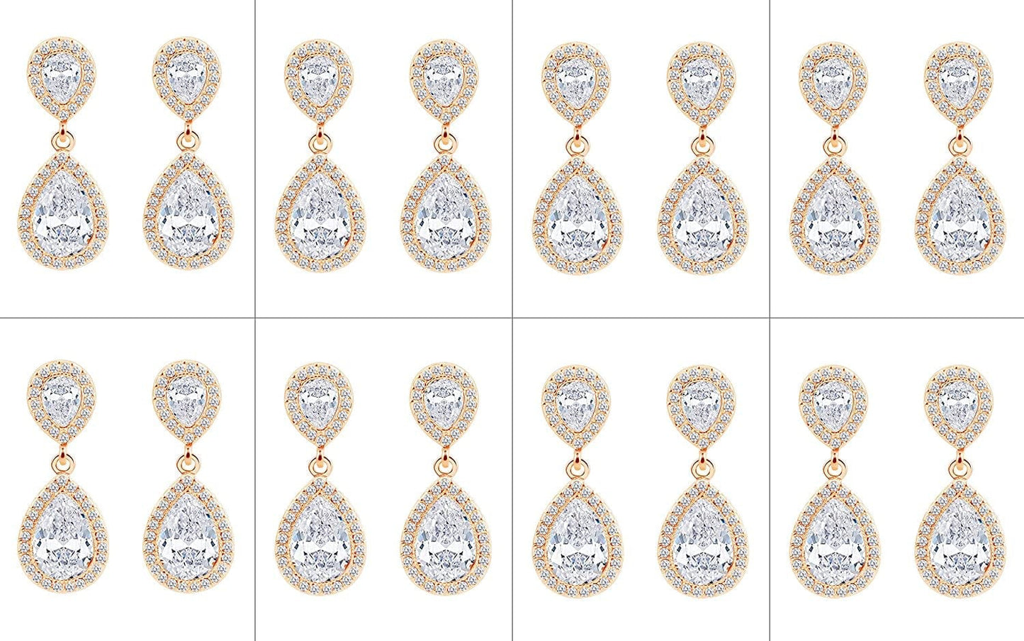I Can'T Say"I Do" without You | 1 4 6 8 Sets Bridesmaid Jewelry Sets for Women Girls 14K Gold or Rose Gold Plated Teardrop Dangle Earring for Wedding Gifts EIGHT PAIRS GOLD