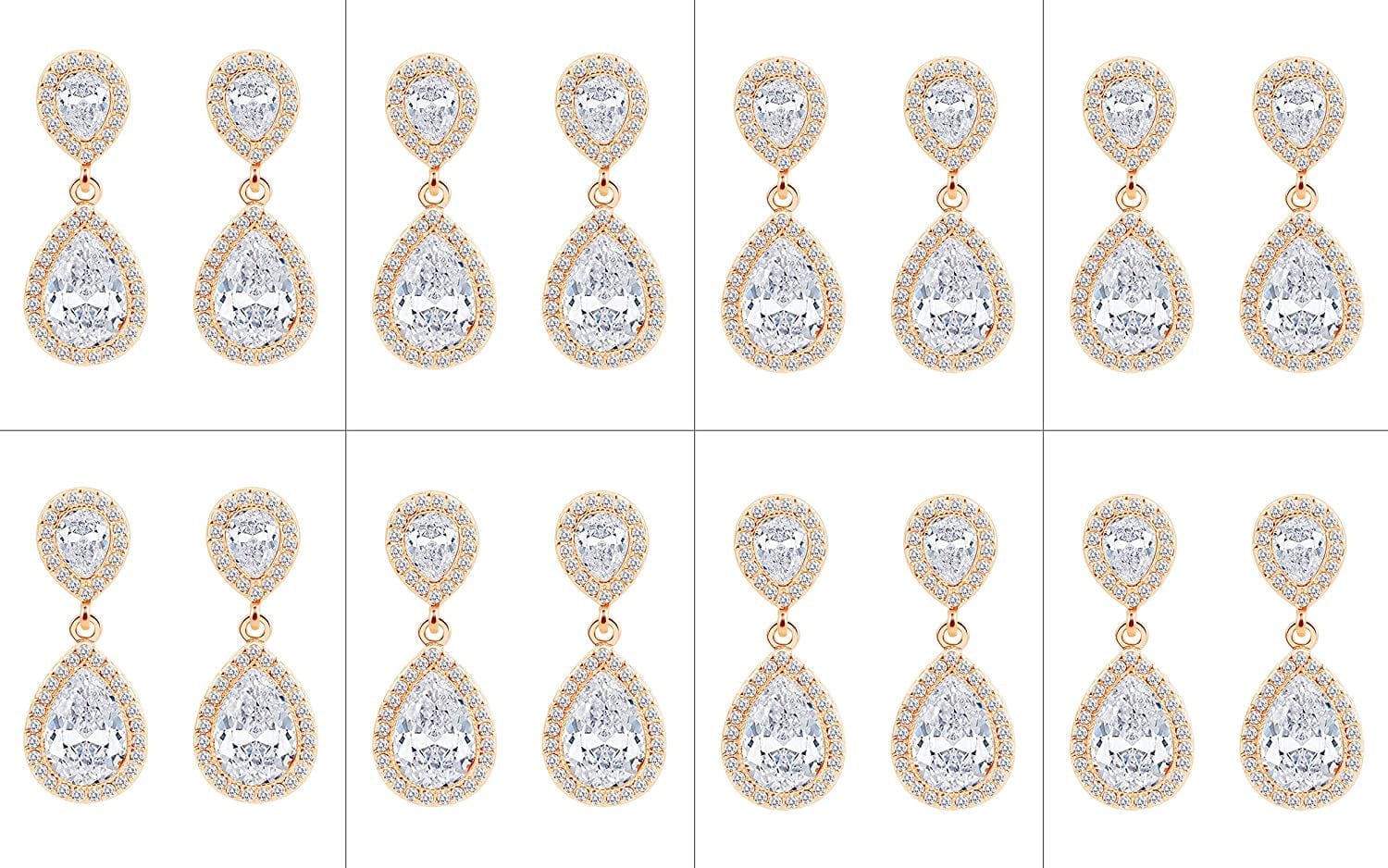 I Can'T Say"I Do" without You | 1 4 6 8 Sets Bridesmaid Jewelry Sets for Women Girls 14K Gold or Rose Gold Plated Teardrop Dangle Earring for Wedding Gifts EIGHT PAIRS GOLD