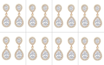 I Can'T Say"I Do" without You | 1 4 6 8 Sets Bridesmaid Jewelry Sets for Women Girls 14K Gold or Rose Gold Plated Teardrop Dangle Earring for Wedding Gifts EIGHT PAIRS GOLD