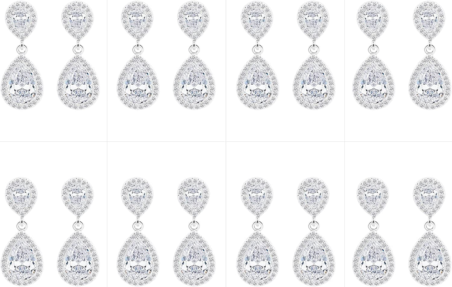 I Can'T Say"I Do" without You | 1 4 6 8 Sets Bridesmaid Jewelry Sets for Women Girls 14K Gold or Rose Gold Plated Teardrop Dangle Earring for Wedding Gifts EIGHT PAIRS SILVER
