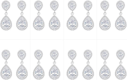 I Can'T Say"I Do" without You | 1 4 6 8 Sets Bridesmaid Jewelry Sets for Women Girls 14K Gold or Rose Gold Plated Teardrop Dangle Earring for Wedding Gifts EIGHT PAIRS SILVER