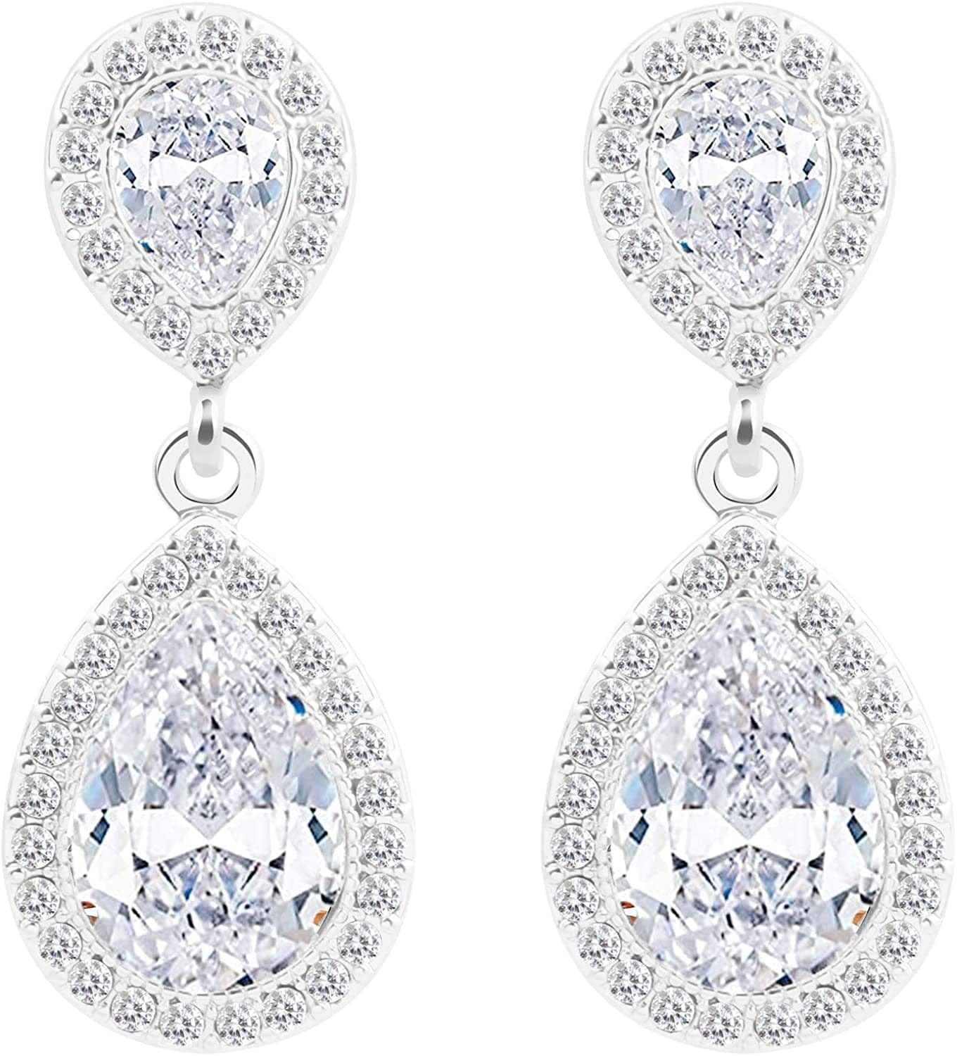 I Can'T Say"I Do" without You | 1 4 6 8 Sets Bridesmaid Jewelry Sets for Women Girls 14K Gold or Rose Gold Plated Teardrop Dangle Earring for Wedding Gifts ONE PAIR SILVER