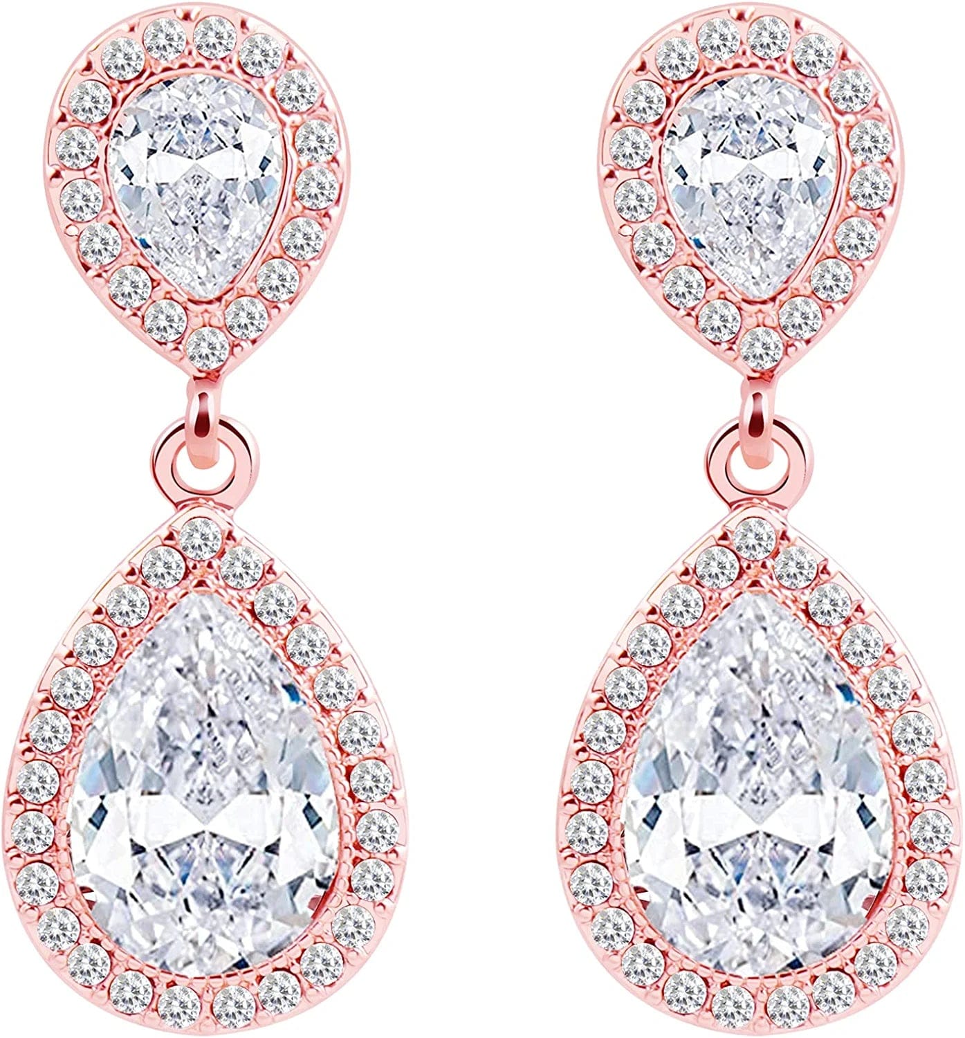 I Can'T Say"I Do" without You | 1 4 6 8 Sets Bridesmaid Jewelry Sets for Women Girls 14K Gold or Rose Gold Plated Teardrop Dangle Earring for Wedding Gifts ONE PAIR ROSE GOLD