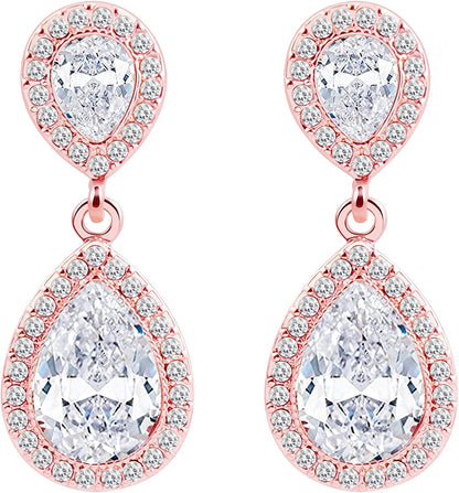 I Can'T Say"I Do" without You | 1 4 6 8 Sets Bridesmaid Jewelry Sets for Women Girls 14K Gold or Rose Gold Plated Teardrop Dangle Earring for Wedding Gifts ONE PAIR ROSE GOLD