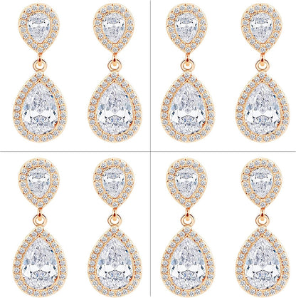 I Can'T Say"I Do" without You | 1 4 6 8 Sets Bridesmaid Jewelry Sets for Women Girls 14K Gold or Rose Gold Plated Teardrop Dangle Earring for Wedding Gifts FOUR PAIRS GOLD
