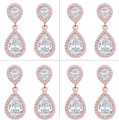 I Can'T Say"I Do" without You | 1 4 6 8 Sets Bridesmaid Jewelry Sets for Women Girls 14K Gold or Rose Gold Plated Teardrop Dangle Earring for Wedding Gifts FOUR PAIRS ROSE GOLD