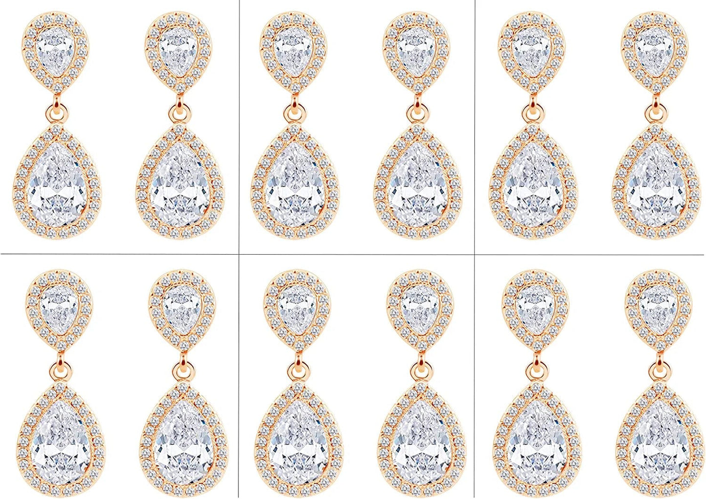 I Can'T Say"I Do" without You | 1 4 6 8 Sets Bridesmaid Jewelry Sets for Women Girls 14K Gold or Rose Gold Plated Teardrop Dangle Earring for Wedding Gifts SIX PAIRS GOLD