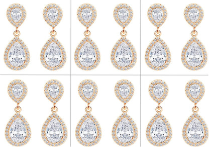 I Can'T Say"I Do" without You | 1 4 6 8 Sets Bridesmaid Jewelry Sets for Women Girls 14K Gold or Rose Gold Plated Teardrop Dangle Earring for Wedding Gifts SIX PAIRS GOLD