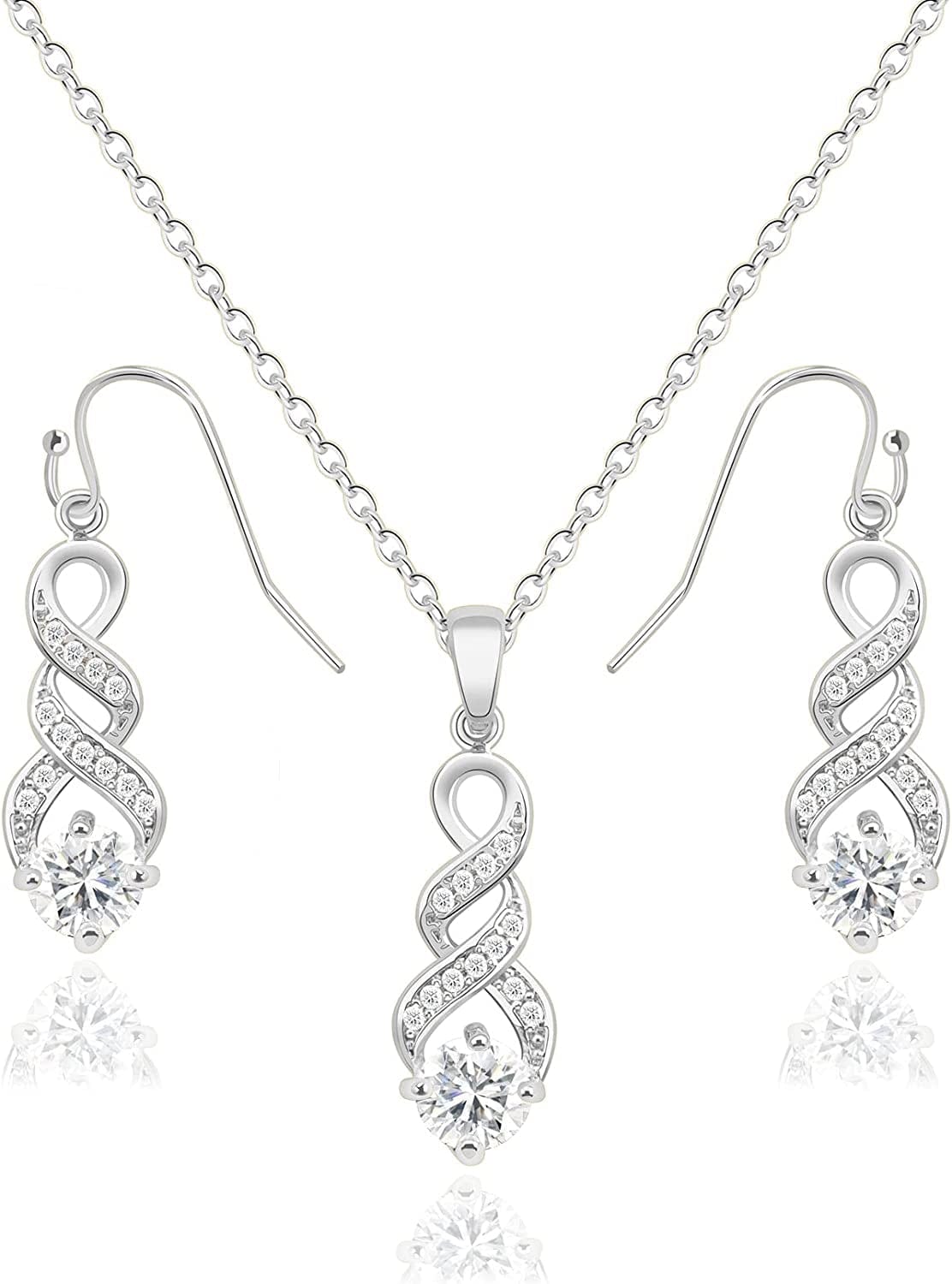 I Can'T Say"I Do" without You | 1 4 6 8 Sets Bridesmaid Jewelry Sets for Women Girls 18K Gold or Rose Gold Plated Cubic Zirconia Necklace and Earring Set for Wedding Gifts ONE SET SILVER