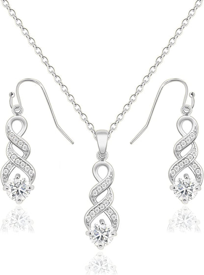 I Can'T Say"I Do" without You | 1 4 6 8 Sets Bridesmaid Jewelry Sets for Women Girls 18K Gold or Rose Gold Plated Cubic Zirconia Necklace and Earring Set for Wedding Gifts ONE SET SILVER