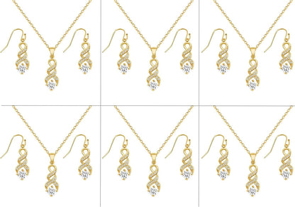 I Can'T Say"I Do" without You | 1 4 6 8 Sets Bridesmaid Jewelry Sets for Women Girls 18K Gold or Rose Gold Plated Cubic Zirconia Necklace and Earring Set for Wedding Gifts SIX SETS GOLD
