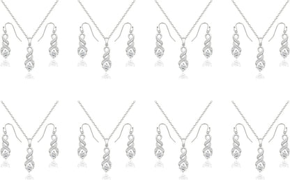 I Can'T Say"I Do" without You | 1 4 6 8 Sets Bridesmaid Jewelry Sets for Women Girls 18K Gold or Rose Gold Plated Cubic Zirconia Necklace and Earring Set for Wedding Gifts EIGHT SETS SILVER