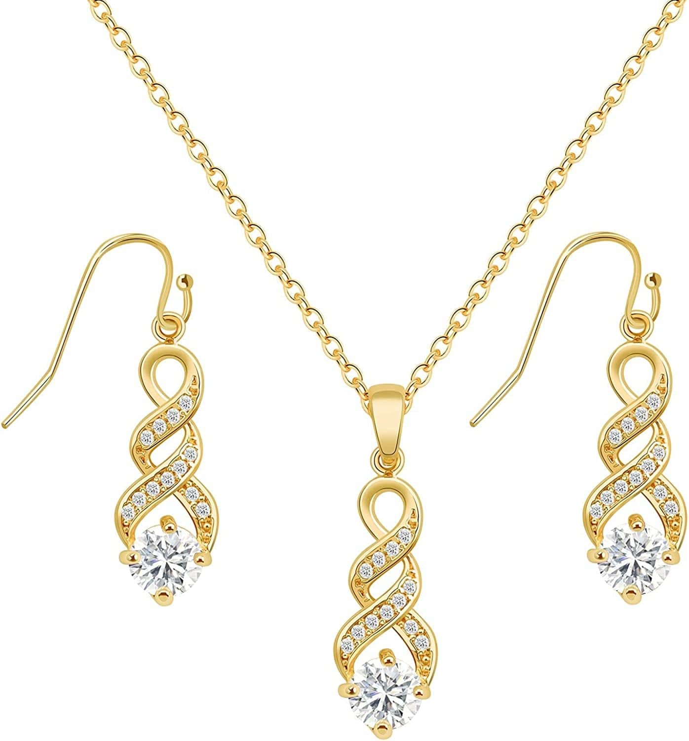 I Can'T Say"I Do" without You | 1 4 6 8 Sets Bridesmaid Jewelry Sets for Women Girls 18K Gold or Rose Gold Plated Cubic Zirconia Necklace and Earring Set for Wedding Gifts FOUR SETS GOLD