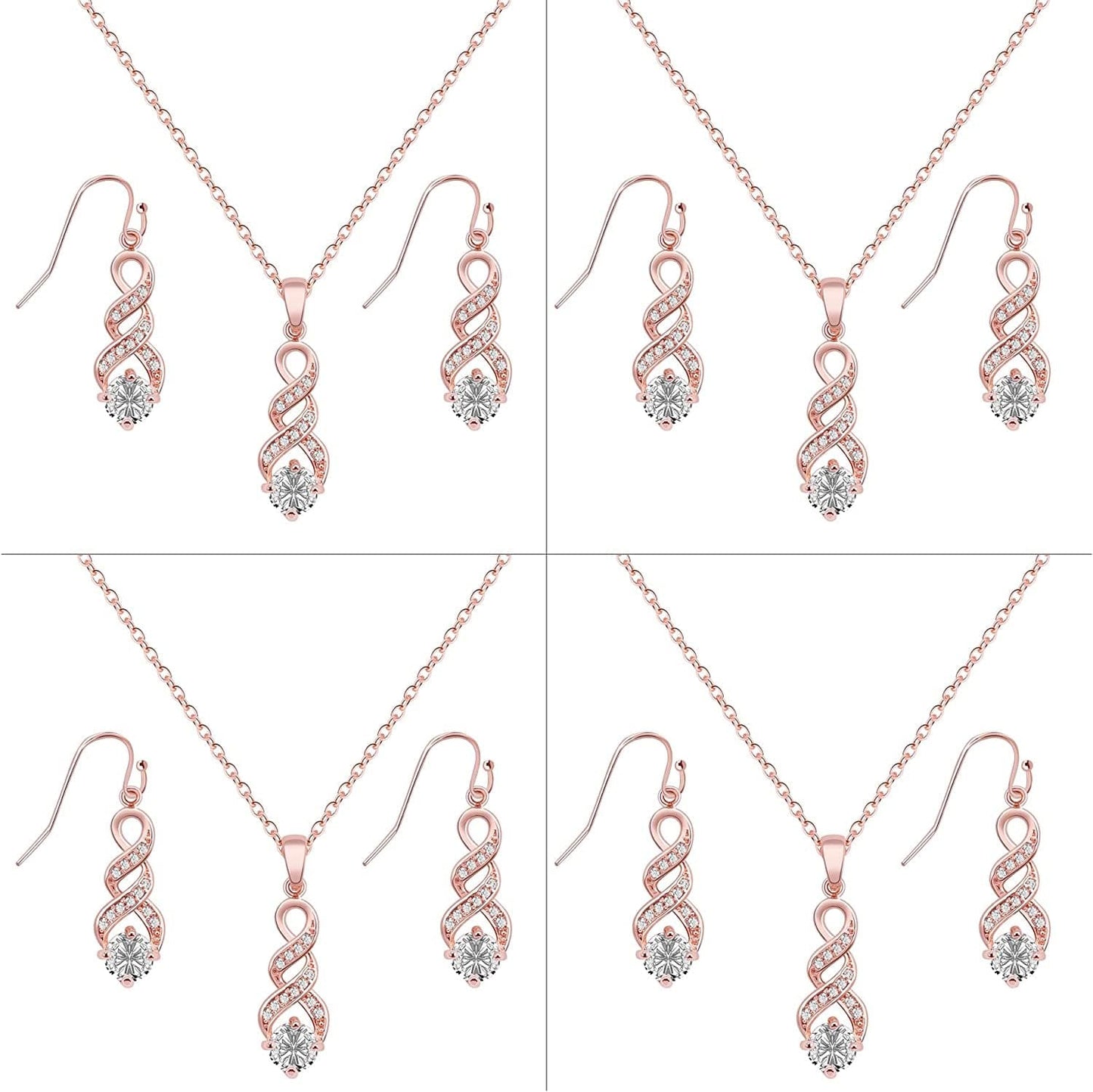 I Can'T Say"I Do" without You | 1 4 6 8 Sets Bridesmaid Jewelry Sets for Women Girls 18K Gold or Rose Gold Plated Cubic Zirconia Necklace and Earring Set for Wedding Gifts FOUR SETS ROSE GOLD