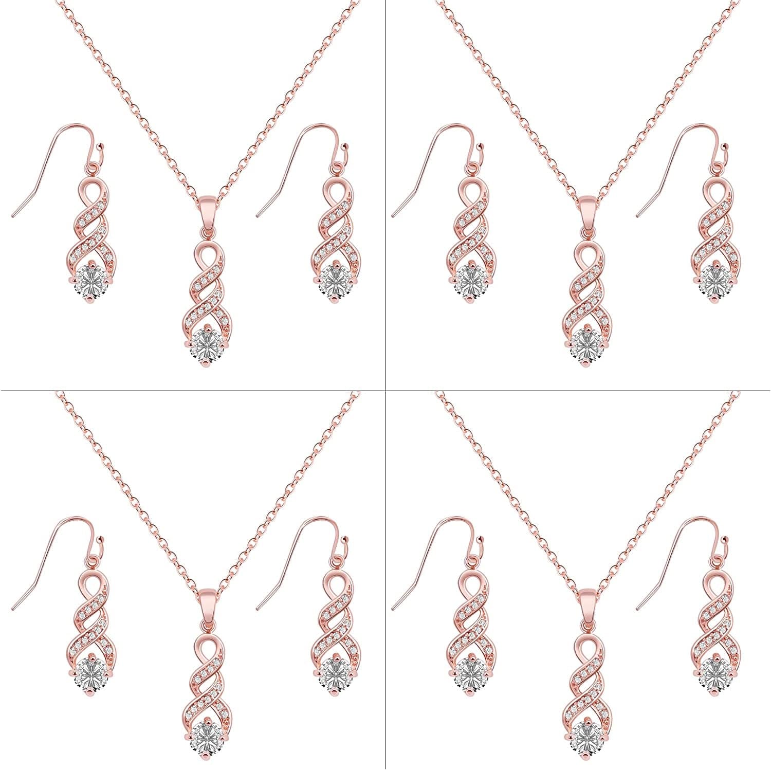 I Can'T Say"I Do" without You | 1 4 6 8 Sets Bridesmaid Jewelry Sets for Women Girls 18K Gold or Rose Gold Plated Cubic Zirconia Necklace and Earring Set for Wedding Gifts FOUR SETS ROSE GOLD