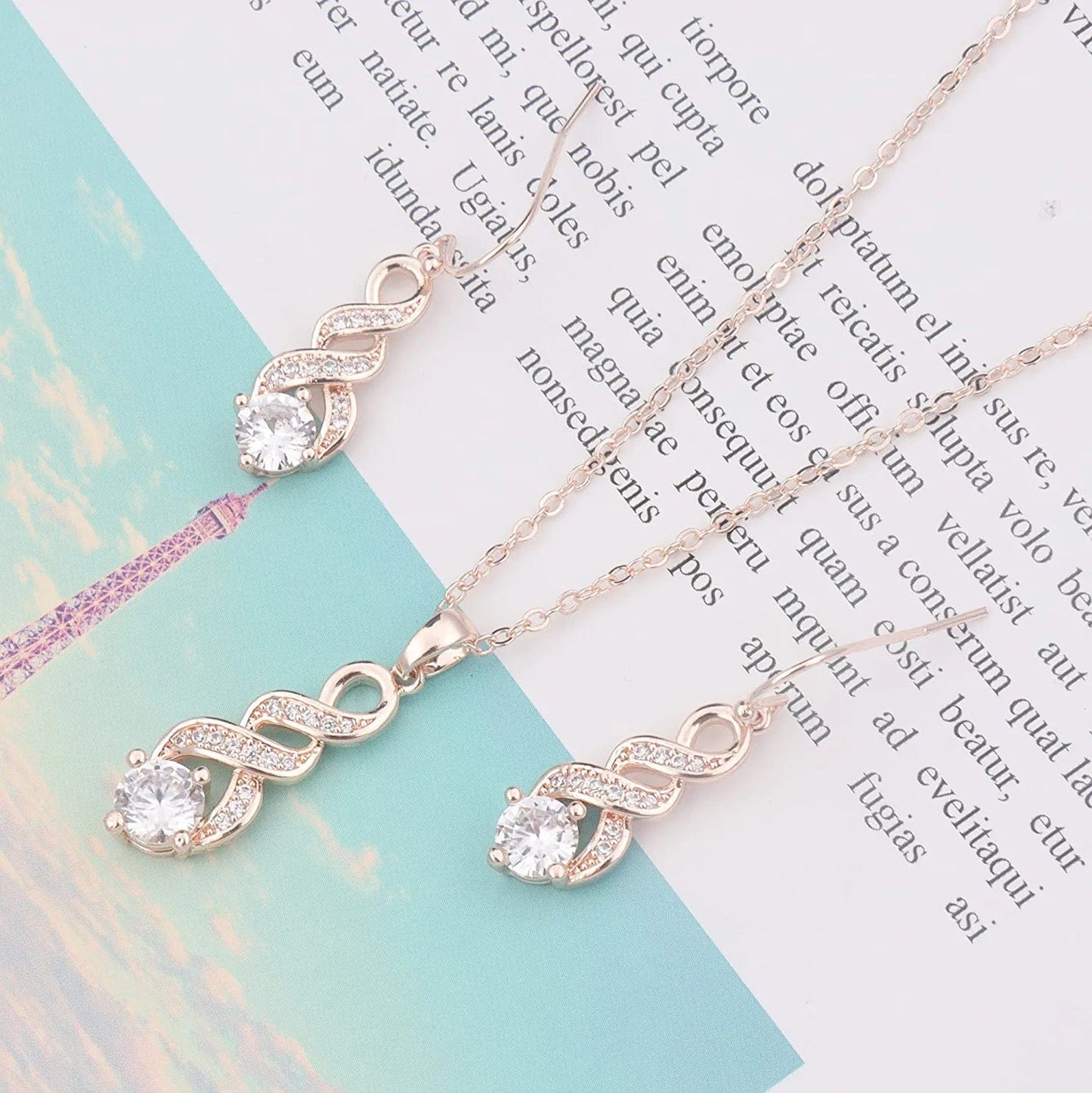 I Can'T Say"I Do" without You | 1 4 6 8 Sets Bridesmaid Jewelry Sets for Women Girls 18K Gold or Rose Gold Plated Cubic Zirconia Necklace and Earring Set for Wedding Gifts