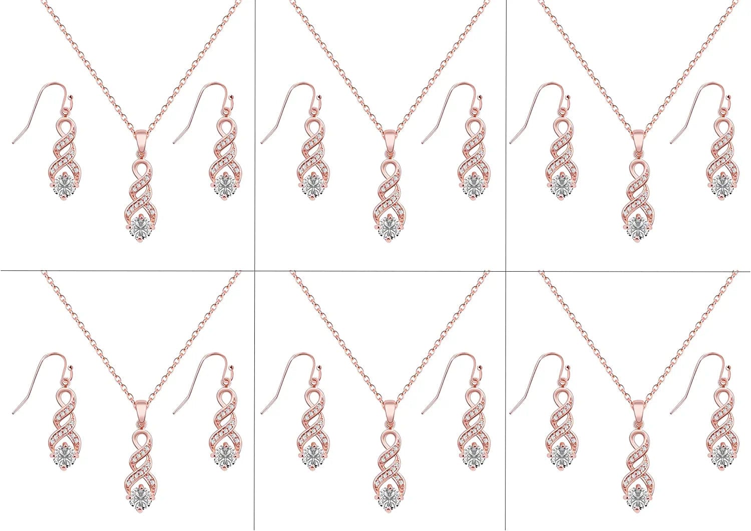 I Can'T Say"I Do" without You | 1 4 6 8 Sets Bridesmaid Jewelry Sets for Women Girls 18K Gold or Rose Gold Plated Cubic Zirconia Necklace and Earring Set for Wedding Gifts SIX SETS ROSE GOLD