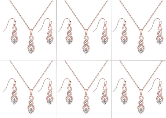 I Can'T Say"I Do" without You | 1 4 6 8 Sets Bridesmaid Jewelry Sets for Women Girls 18K Gold or Rose Gold Plated Cubic Zirconia Necklace and Earring Set for Wedding Gifts SIX SETS ROSE GOLD
