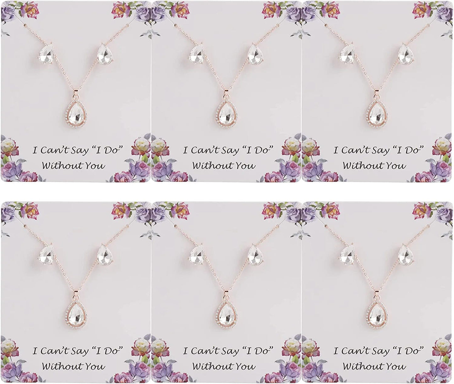 I Can'T Say"I Do" without You | 1-4-6-8 Sets Bridesmaid Jewelry Sets for Women Girls 18K Gold/Rose Gold/Silver Plated Necklace and Earring Set for Wedding Gifts 6 SETS ROSE GOLD WHITE