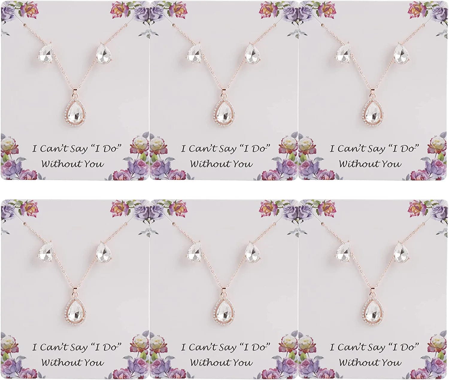 I Can'T Say"I Do" without You | 1-4-6-8 Sets Bridesmaid Jewelry Sets for Women Girls 18K Gold/Rose Gold/Silver Plated Necklace and Earring Set for Wedding Gifts 6 SETS ROSE GOLD WHITE