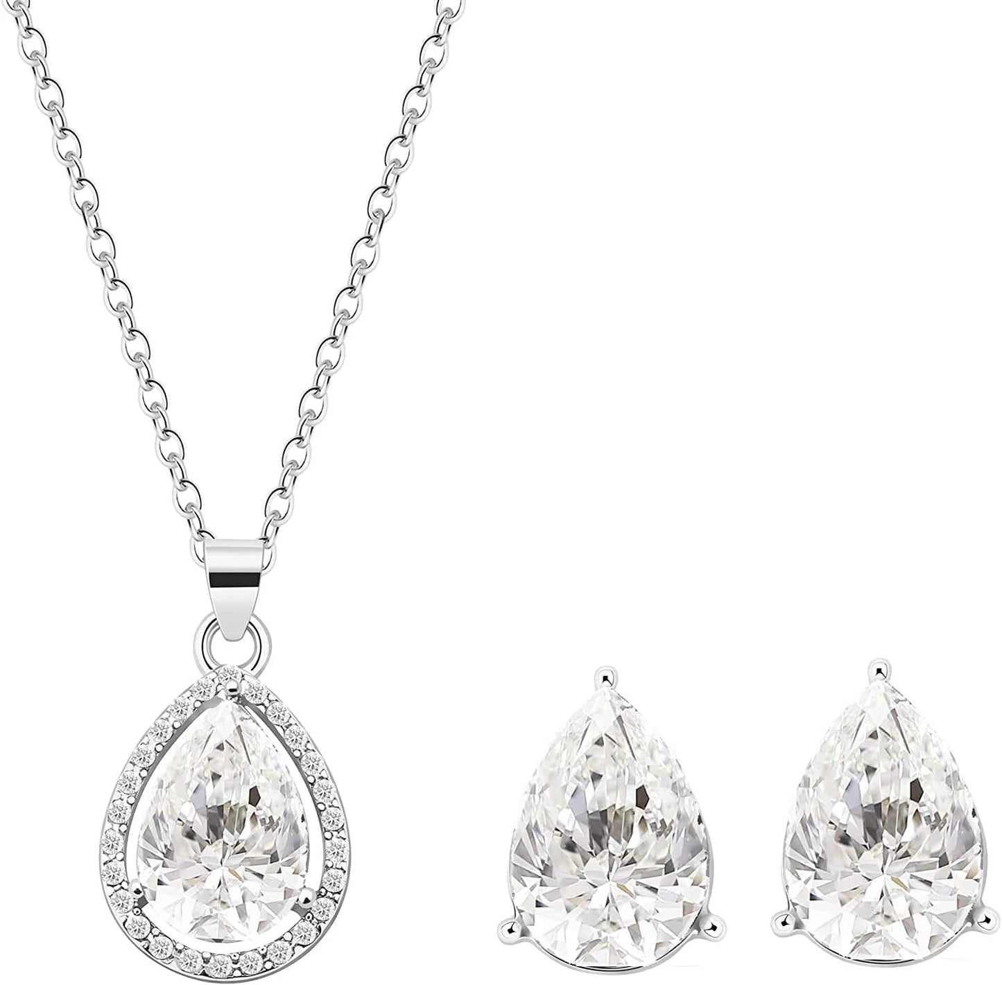 I Can'T Say"I Do" without You | 1-4-6-8 Sets Bridesmaid Jewelry Sets for Women Girls 18K Gold/Rose Gold/Silver Plated Necklace and Earring Set for Wedding Gifts FOUR SETS SILVER(BOX)
