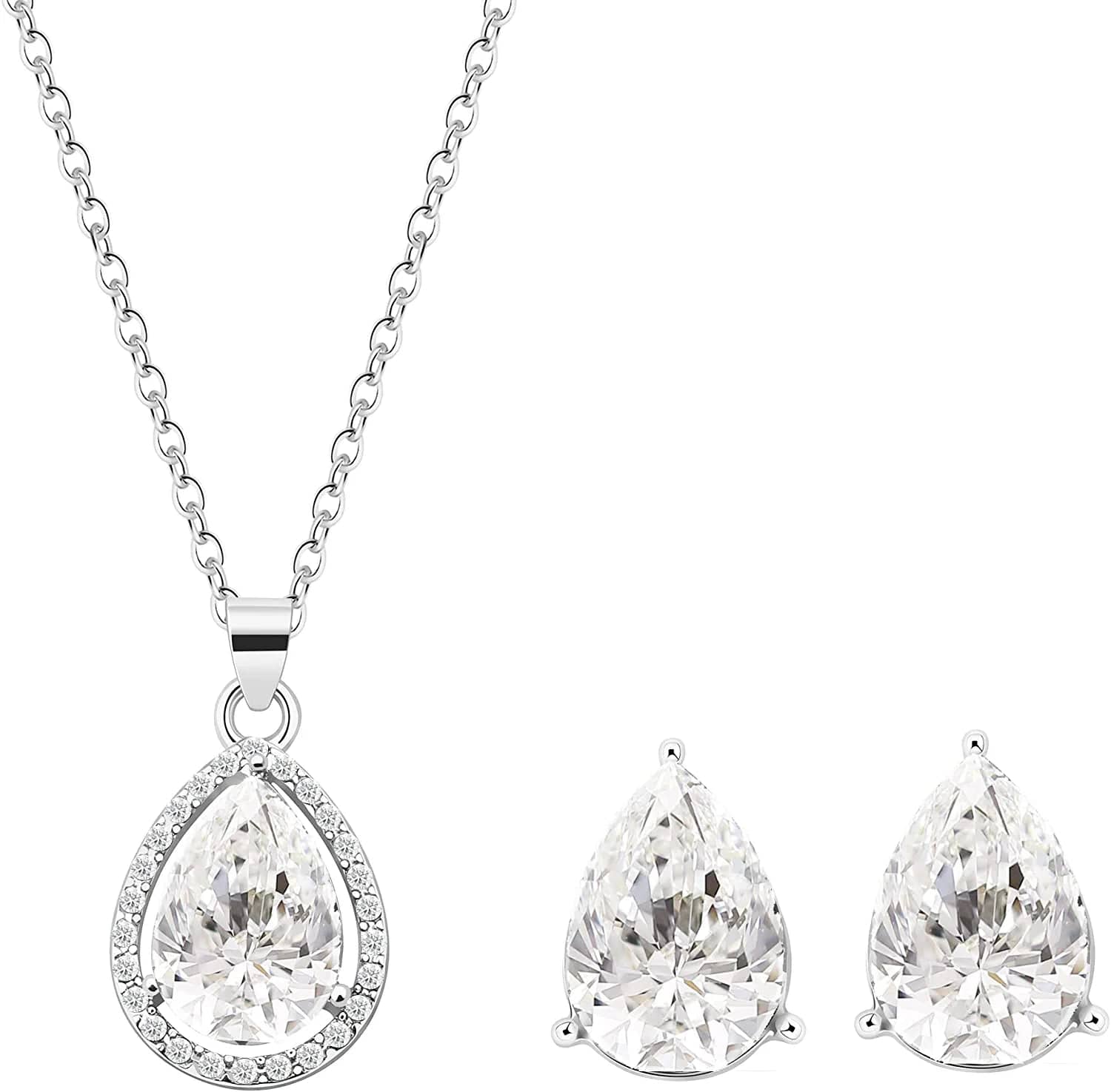 I Can'T Say"I Do" without You | 1-4-6-8 Sets Bridesmaid Jewelry Sets for Women Girls 18K Gold/Rose Gold/Silver Plated Necklace and Earring Set for Wedding Gifts FOUR SETS SILVER(BOX)