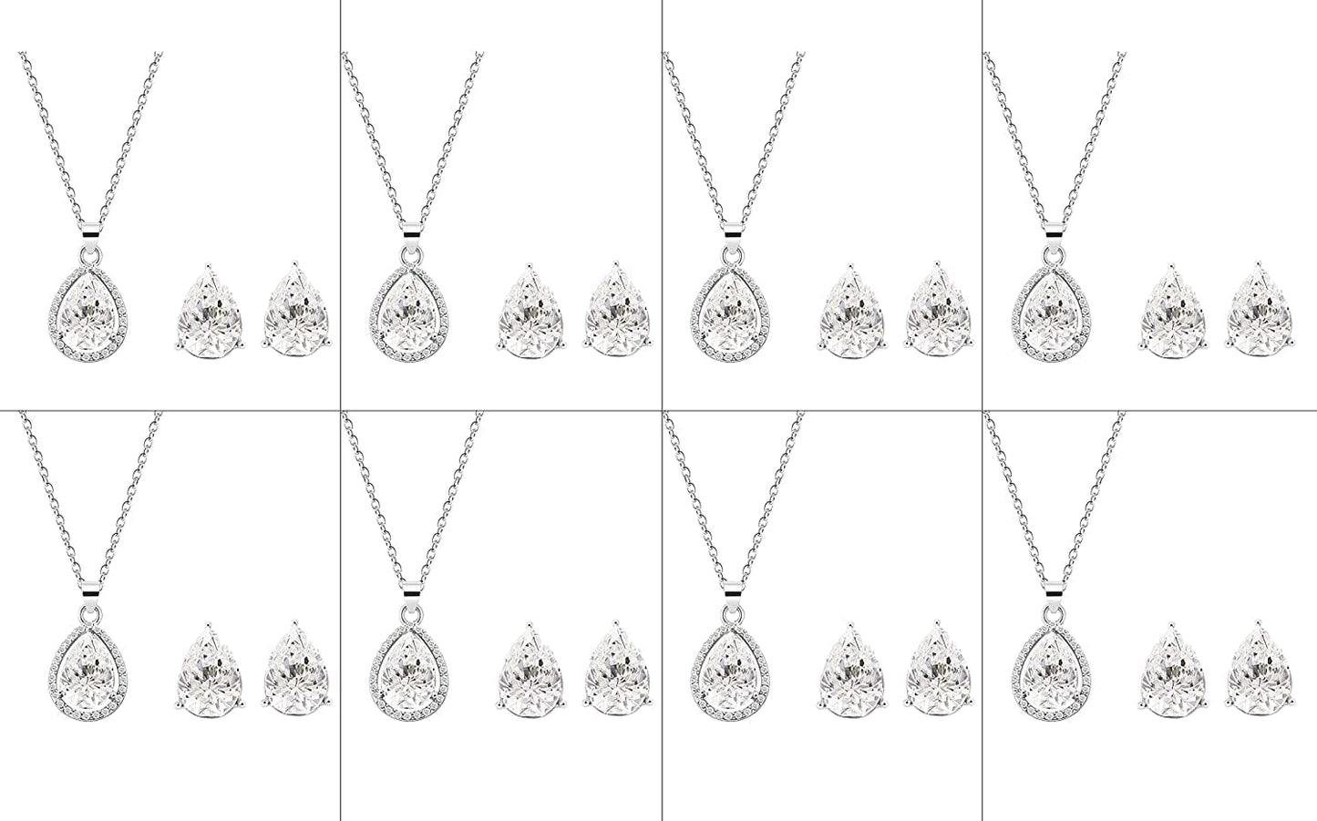 I Can'T Say"I Do" without You | 1-4-6-8 Sets Bridesmaid Jewelry Sets for Women Girls 18K Gold/Rose Gold/Silver Plated Necklace and Earring Set for Wedding Gifts EIGHT SETS SILVER(BOX)