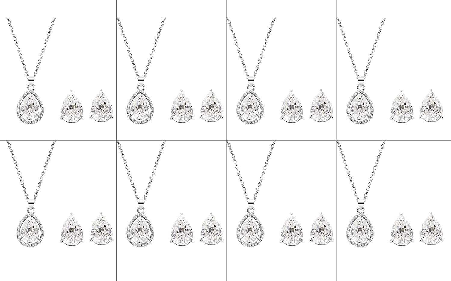 I Can'T Say"I Do" without You | 1-4-6-8 Sets Bridesmaid Jewelry Sets for Women Girls 18K Gold/Rose Gold/Silver Plated Necklace and Earring Set for Wedding Gifts EIGHT SETS SILVER(BOX)