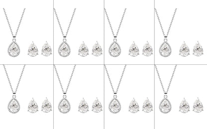 I Can'T Say"I Do" without You | 1-4-6-8 Sets Bridesmaid Jewelry Sets for Women Girls 18K Gold/Rose Gold/Silver Plated Necklace and Earring Set for Wedding Gifts EIGHT SETS SILVER(BOX)