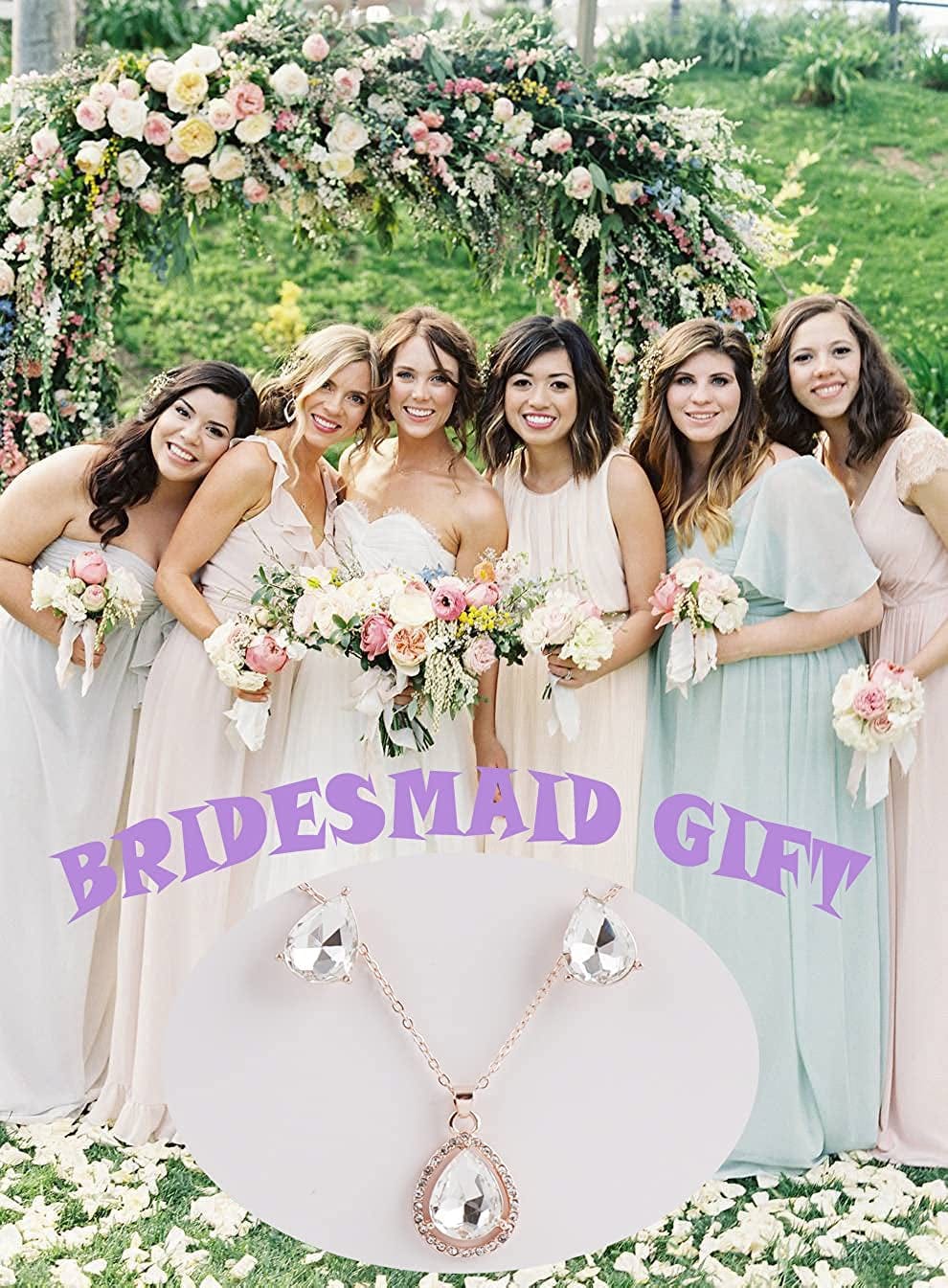 I Can'T Say"I Do" without You | 1-4-6-8 Sets Bridesmaid Jewelry Sets for Women Girls 18K Gold/Rose Gold/Silver Plated Necklace and Earring Set for Wedding Gifts