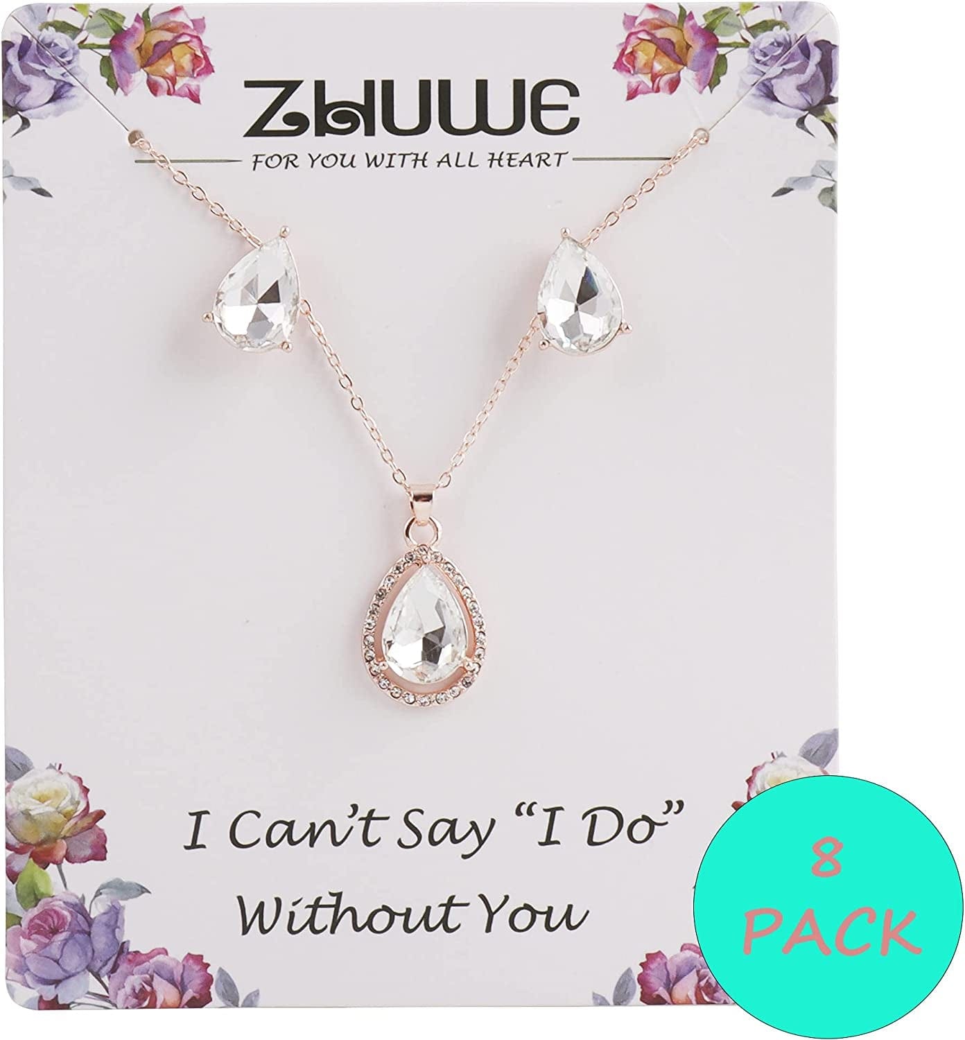 I Can'T Say"I Do" without You | 1-4-6-8 Sets Bridesmaid Jewelry Sets for Women Girls 18K Gold/Rose Gold/Silver Plated Necklace and Earring Set for Wedding Gifts