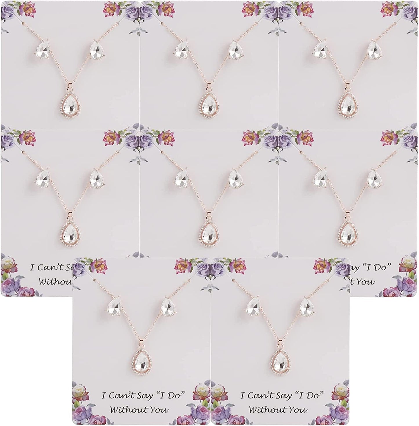 I Can'T Say"I Do" without You | 1-4-6-8 Sets Bridesmaid Jewelry Sets for Women Girls 18K Gold/Rose Gold/Silver Plated Necklace and Earring Set for Wedding Gifts 8 SETS ROSE GOLD WHITE
