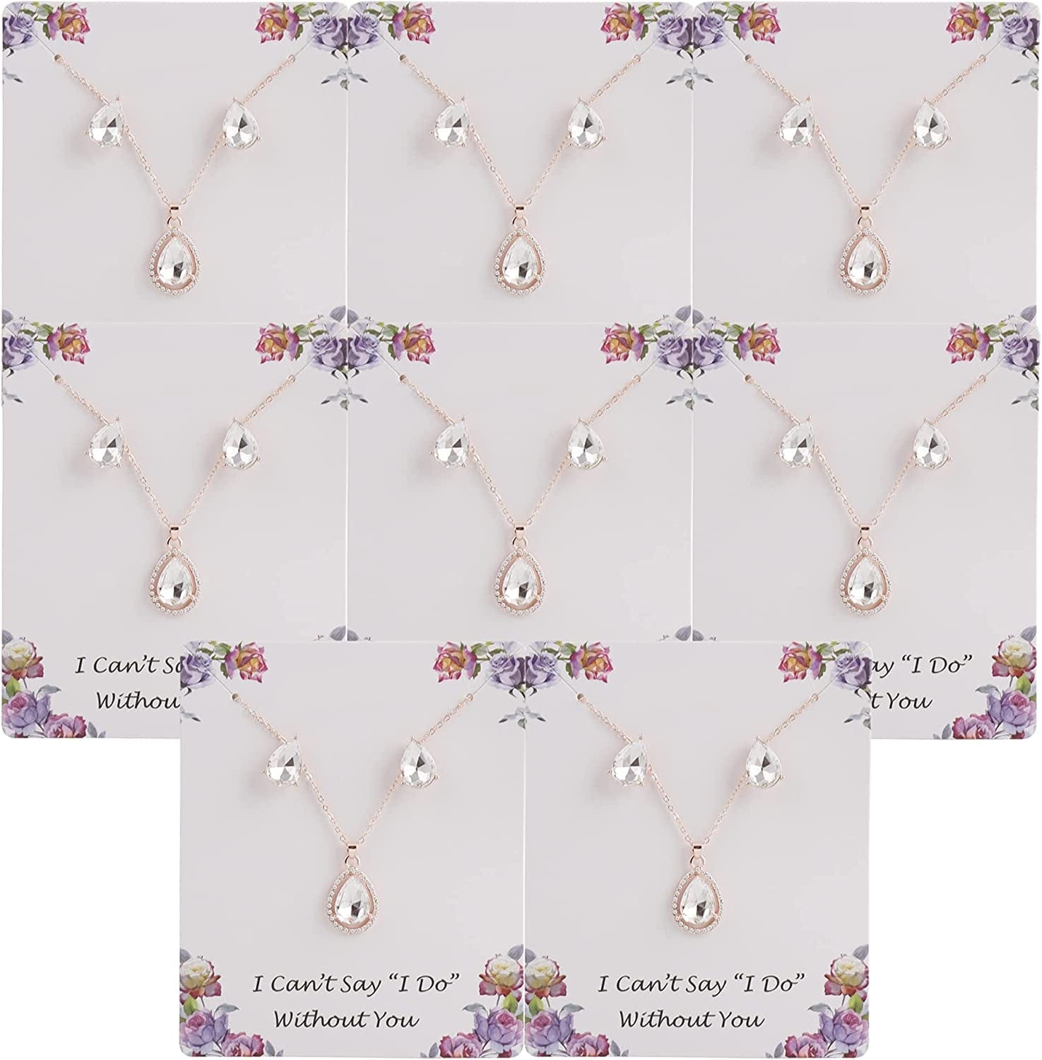 I Can'T Say"I Do" without You | 1-4-6-8 Sets Bridesmaid Jewelry Sets for Women Girls 18K Gold/Rose Gold/Silver Plated Necklace and Earring Set for Wedding Gifts 8 SETS ROSE GOLD WHITE
