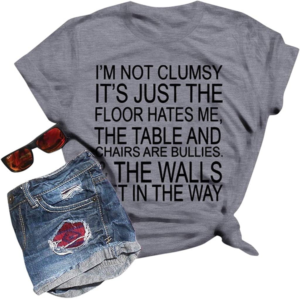 I'M Not Clumsy Tshirt for Women with Sayings Funny Graphic Tees Vintage Teen Girls Casual Summer Short Sleeve Tops Gray / Medium