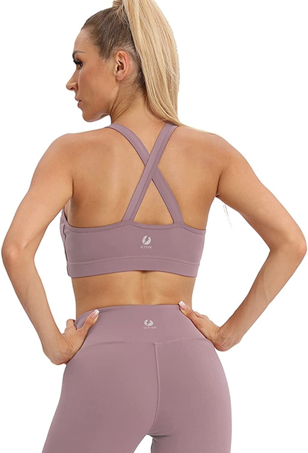 ICTIVE Yoga Tops for Women Loose Fit Workout Tank Tops for Women Backless Sleeveless Keyhole Open Back Muscle Tank Lightpurple Bra / X-Large