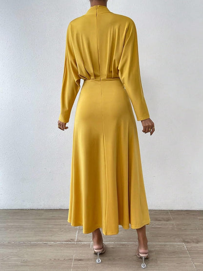 IFAJOOR Womens Dresses, Solid Ruched Front Ruched Waist A-Line Dress, Casual Dresses for Women