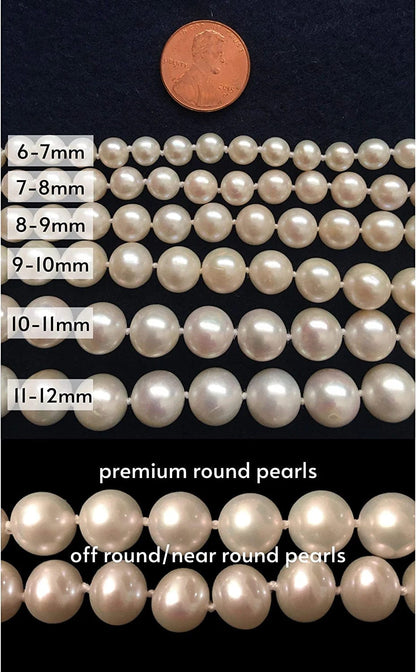 II round Pearl II White Pearl Necklace Bracelet & Earrings Set for Women 3 Piece Set Strand Stud Earring Pearl Jewelry Christmas Genuine Cultured Freshwater