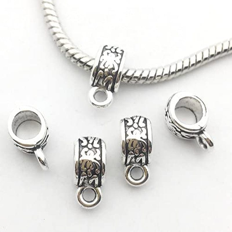Ilovediybeads 100G (About 125Pcs) Mixed Tibetan Tube, Spacer Bail Bead Hanger Fit Charm European Bracelet Pendant (Antique Silver), 125