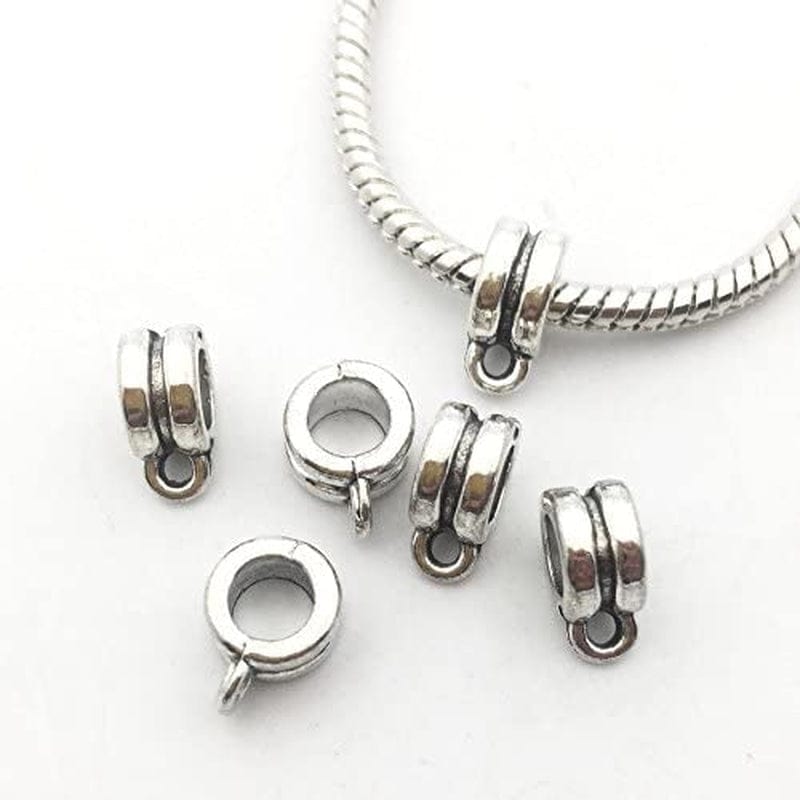 Ilovediybeads 100G (About 125Pcs) Mixed Tibetan Tube, Spacer Bail Bead Hanger Fit Charm European Bracelet Pendant (Antique Silver), 125