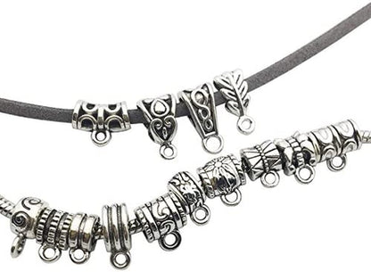 Ilovediybeads 100G (About 125Pcs) Mixed Tibetan Tube, Spacer Bail Bead Hanger Fit Charm European Bracelet Pendant (Antique Silver), 125